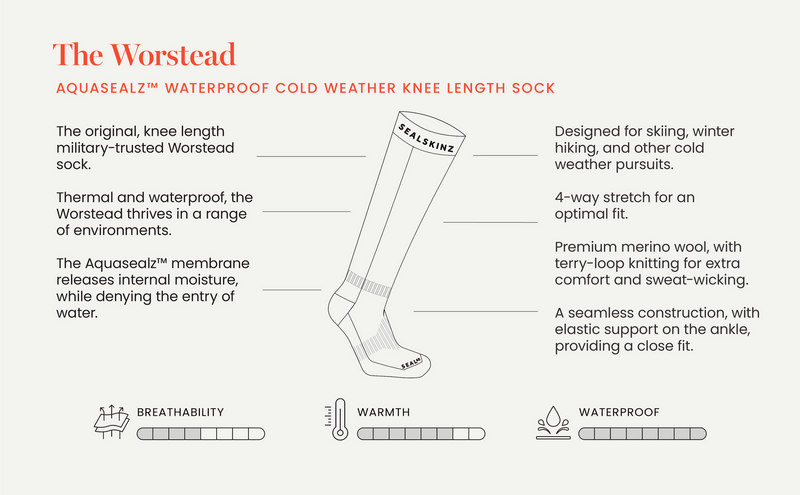 Sealskinz Worstead Waterproof Cold Weather Knee Length Sock